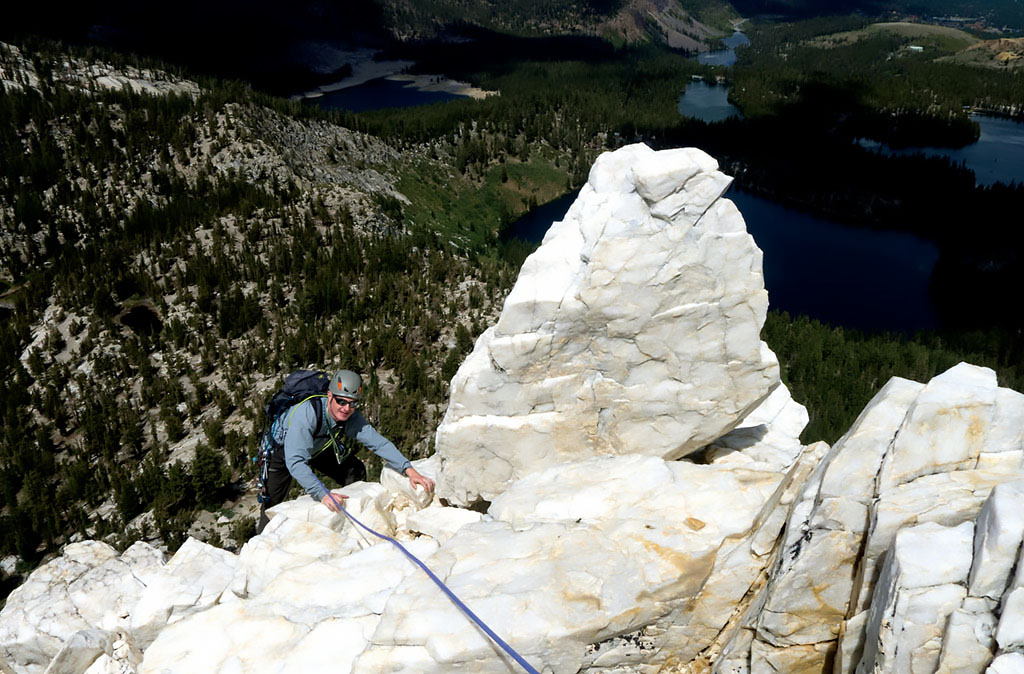 Brian O'Connor seconding a pitch on the North Arête (5.7) on Crystal Crag. A great multi-pitch outing and one for a shorter day. Photo: Bruce Goodlad