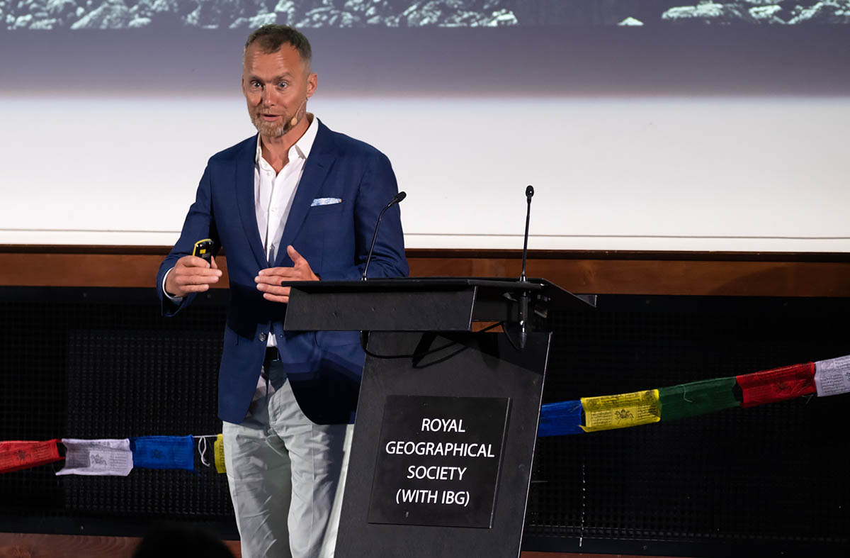 Leo Houlding speaking at Everest 70. Photo: Himalayan Trust UK